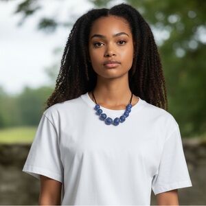 Chunky Blue African Recycled Glass Necklace